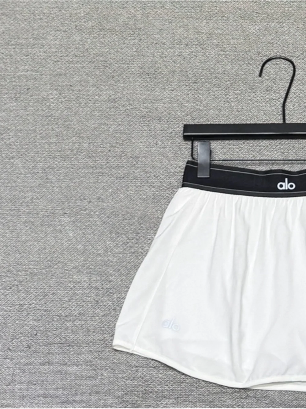 ALO Yoga White Mini Skirt with Black Waistband